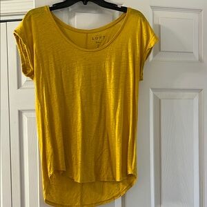 LOFT mustard Yellow Cuffed Sleeve Relaxed T-Shirt linen